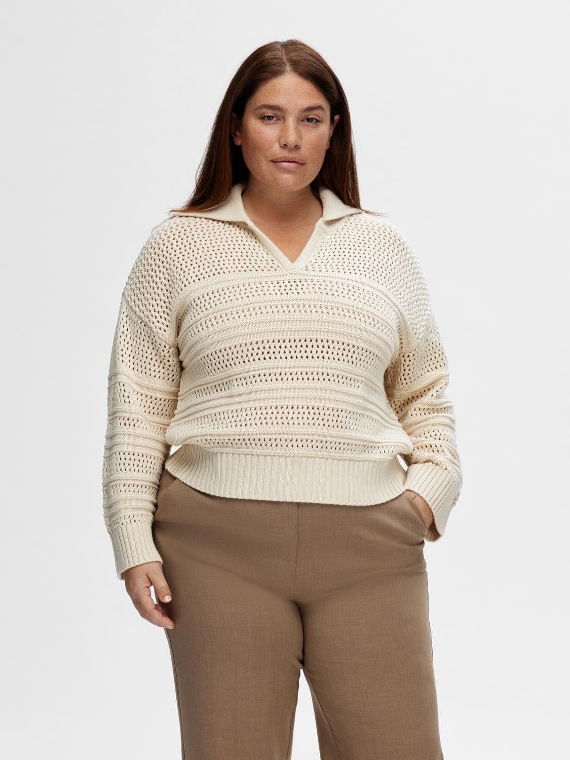 Selected Femme Overdele Strik pullover - Beige - Fina - Selected Femme