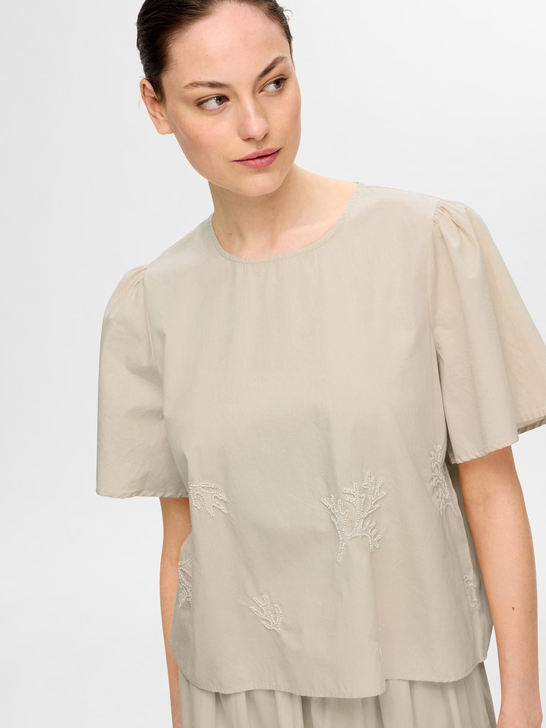 Selected Femme t-shirts & toppe T-shirt - Beige - Melli - Selected femme