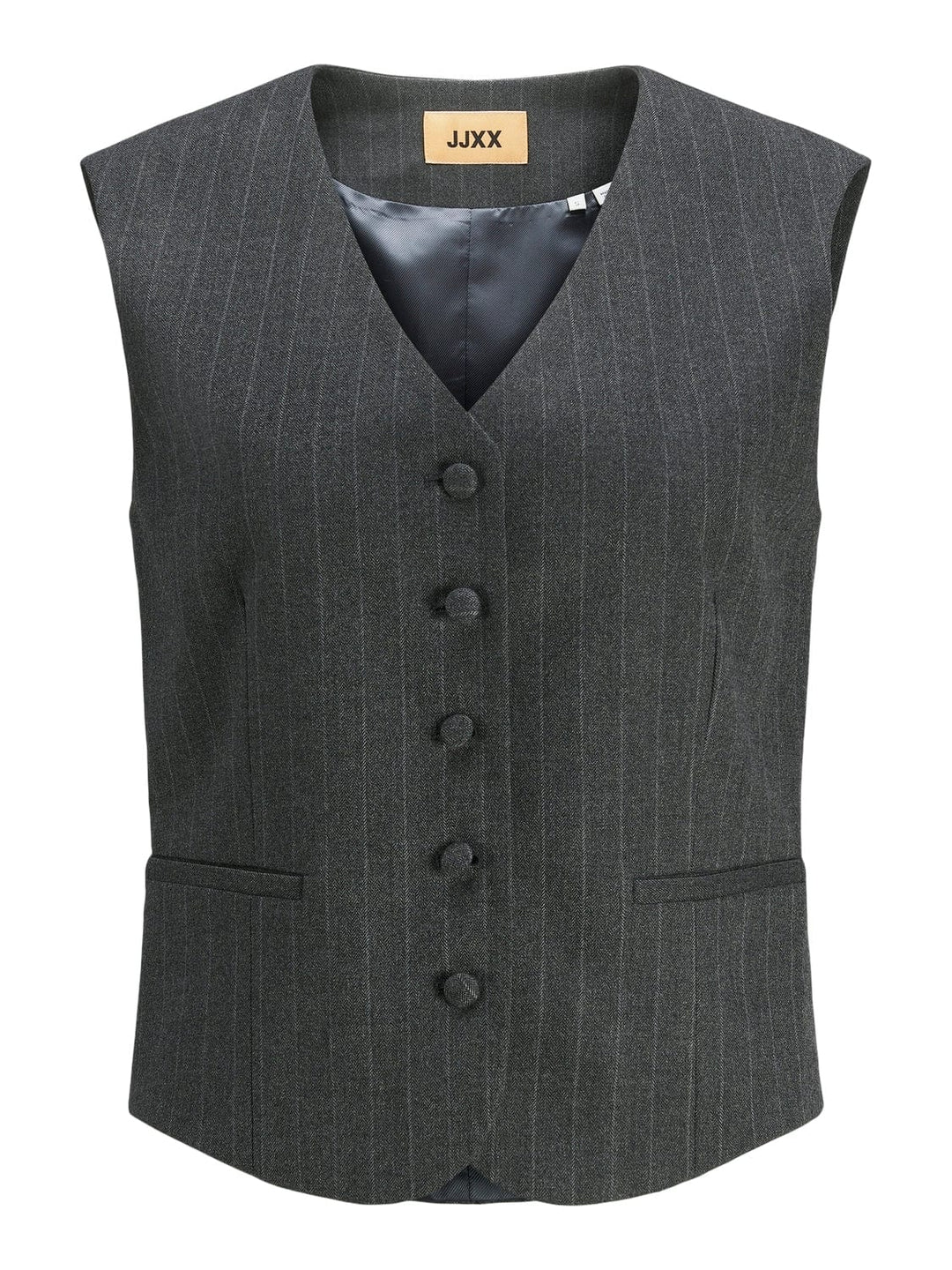 【Miripon.】 Frill tailored vest / gray vest-gra-stribet-mary-brushed-