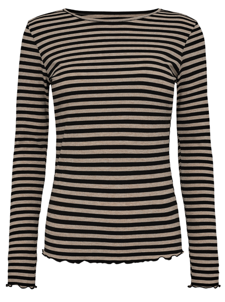 Liberté t-shirts & toppe Viskose bluse - Sesame black stripe Natalia - Liberté
