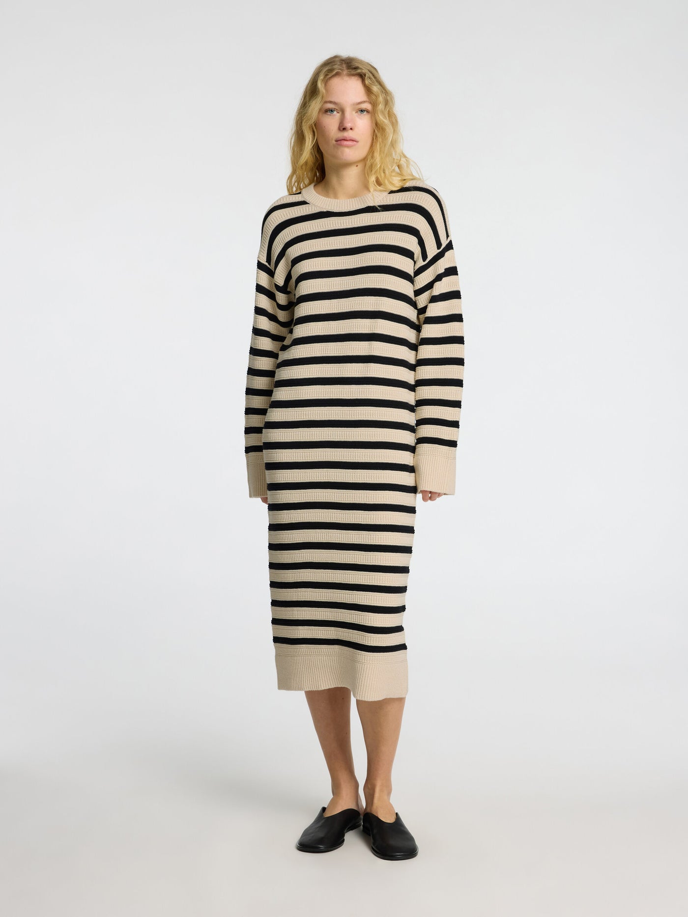 Selected Femme - Kjole - Strik birch stripe - Fina