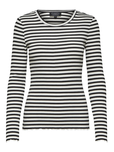 Selected Femme - Bluse - Sort/Hvid - Anna