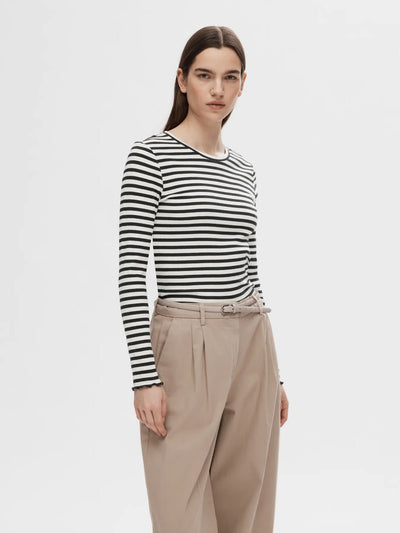 Selected Femme - Bluse - Sort/Hvid - Anna