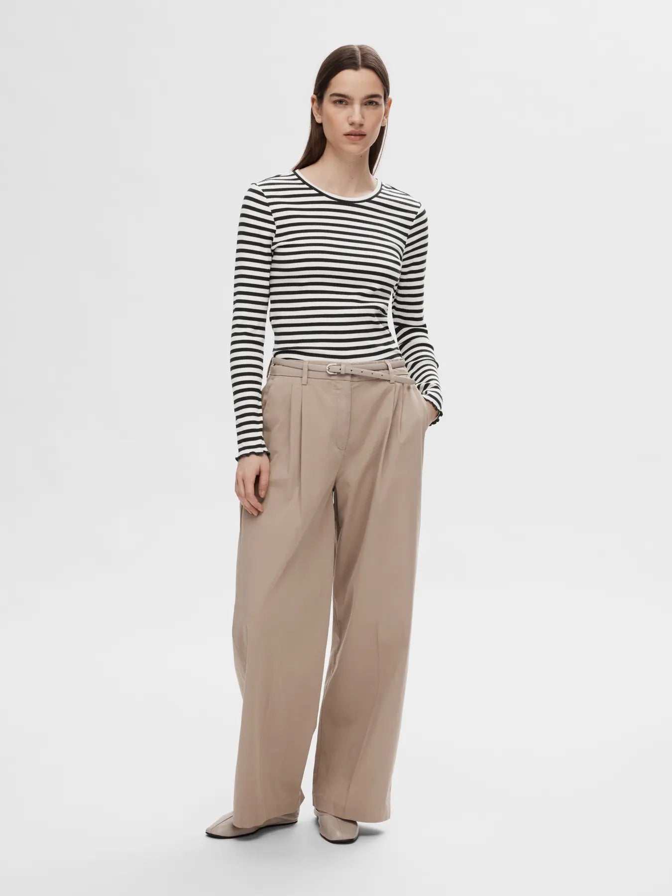 Selected Femme - Bluse - Sort/Hvid - Anna