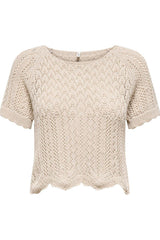 Only - Hæklet Pullover T-shirt - Feather Gray - Nola Life